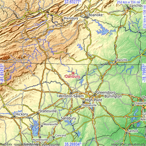 Topographic map of Danbury