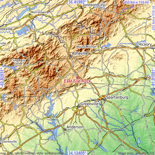 Topographic map of East Flat Rock