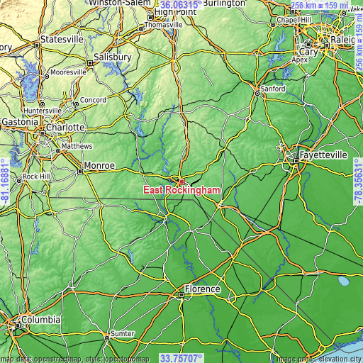 Topographic map of East Rockingham