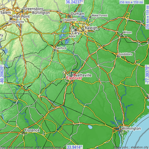 Topographic map of Eastover