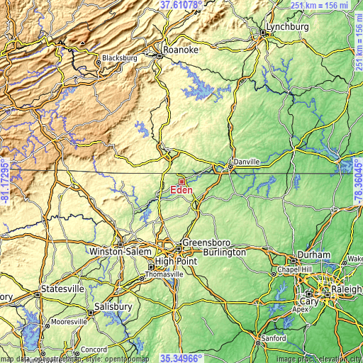 Topographic map of Eden