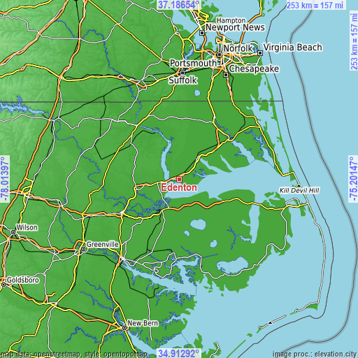 Topographic map of Edenton