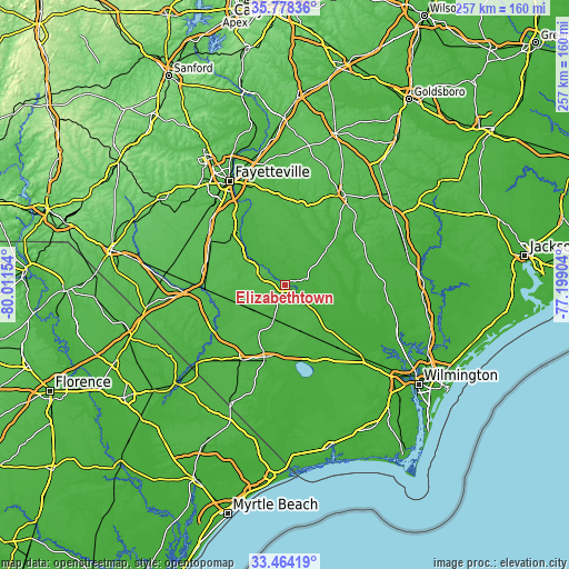 Topographic map of Elizabethtown