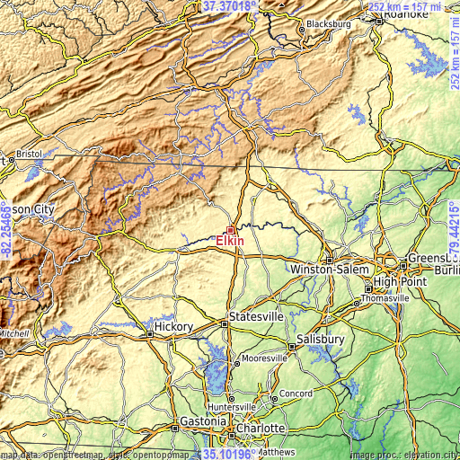 Topographic map of Elkin