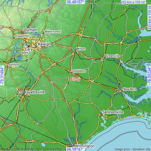 Topographic map of Elroy