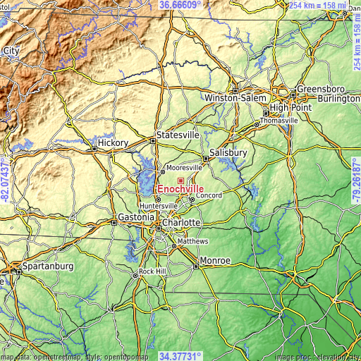 Topographic map of Enochville