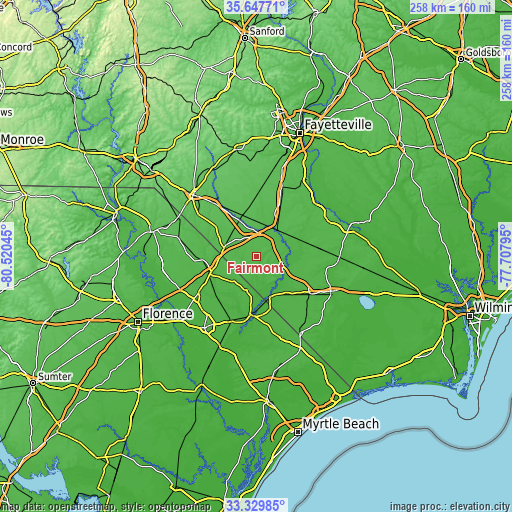 Topographic map of Fairmont