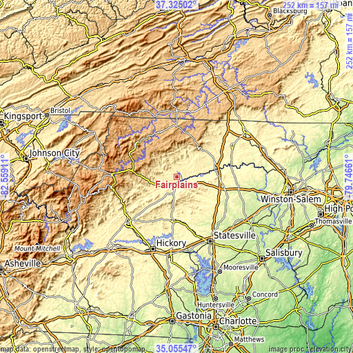 Topographic map of Fairplains