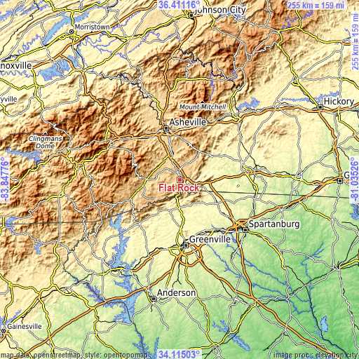 Topographic map of Flat Rock