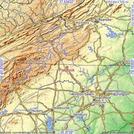 Topographic map of Flat Rock