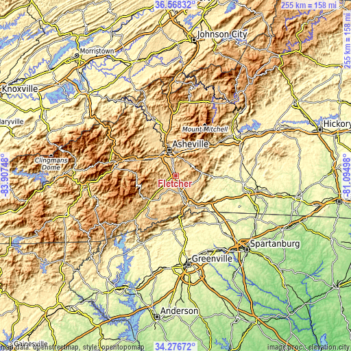 Topographic map of Fletcher