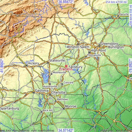 Topographic map of Franklin