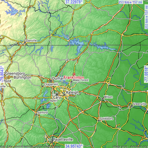 Topographic map of Franklinton