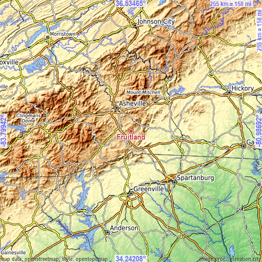 Topographic map of Fruitland