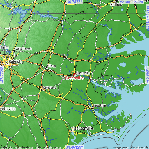 Topographic map of Greenville