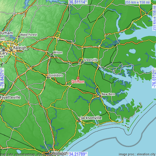 Topographic map of Grifton