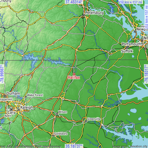 Topographic map of Halifax