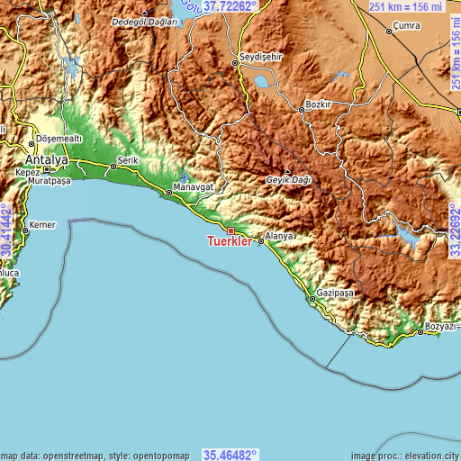 Topographic map of Türkler