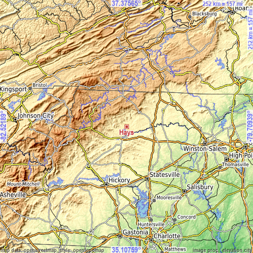 Topographic map of Hays