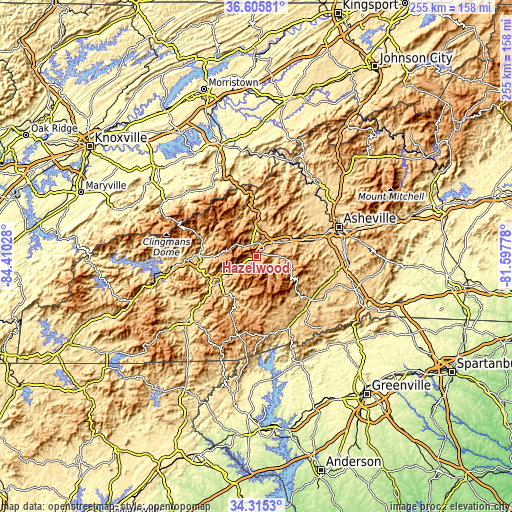 Topographic map of Hazelwood