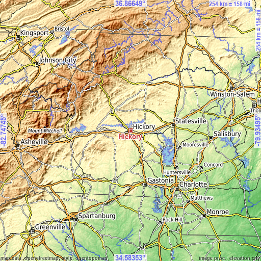 Topographic map of Hickory