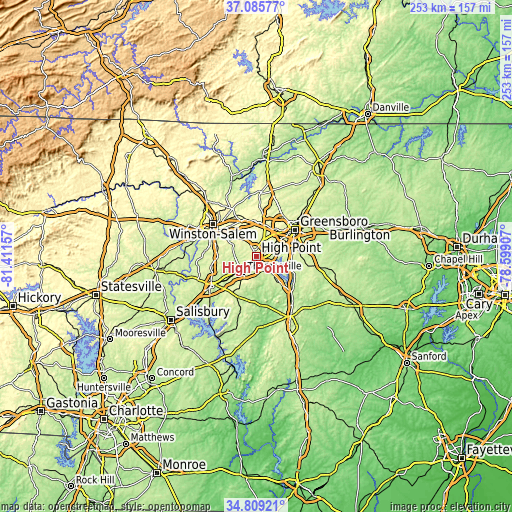 Topographic map of High Point