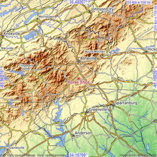 Topographic map of Horse Shoe