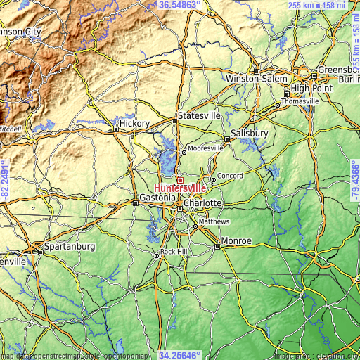 Topographic map of Huntersville