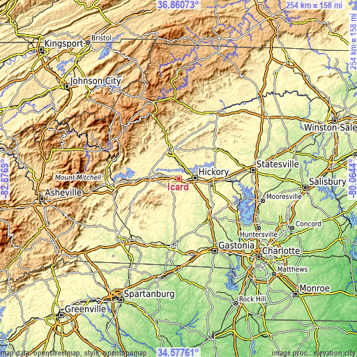 Topographic map of Icard