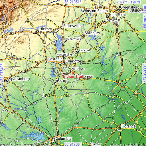 Topographic map of Indian Trail