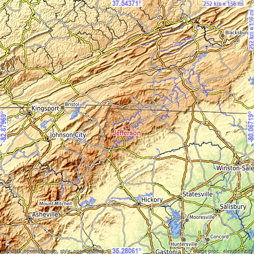 Topographic map of Jefferson