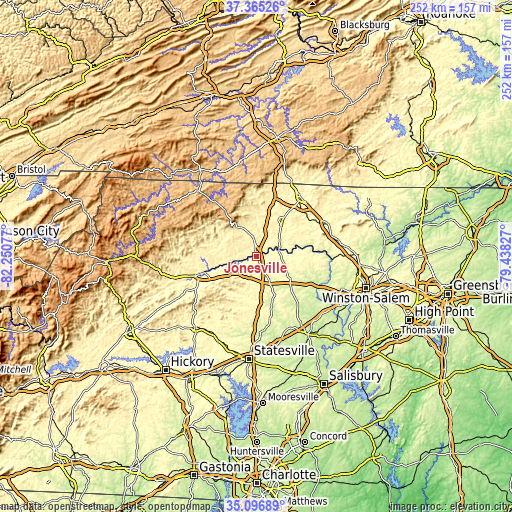 Topographic map of Jonesville