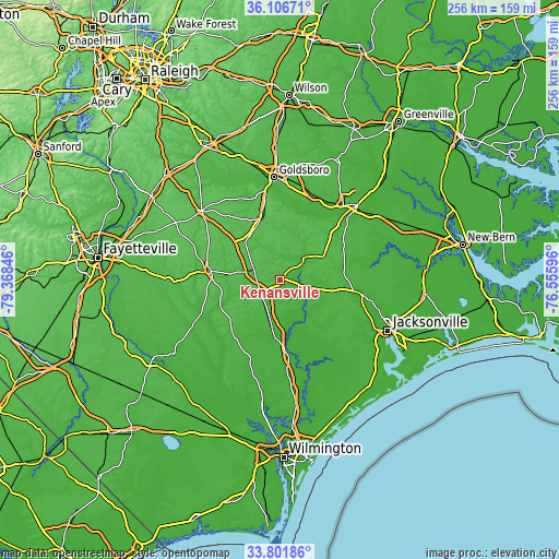 Topographic map of Kenansville