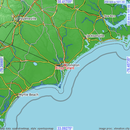 Topographic map of Kings Grant