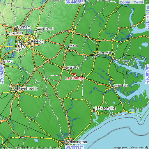 Topographic map of La Grange