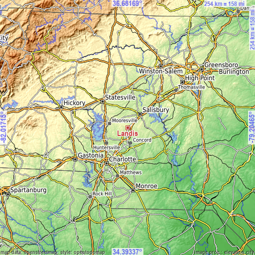 Topographic map of Landis