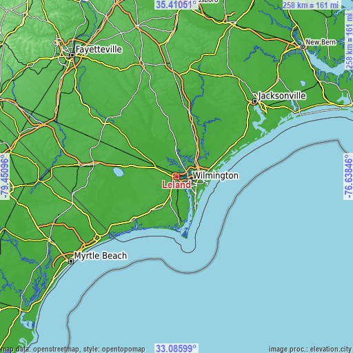 Topographic map of Leland