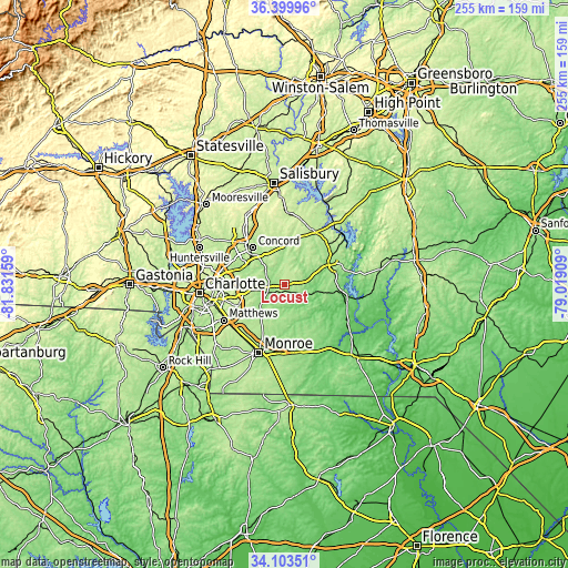 Topographic map of Locust