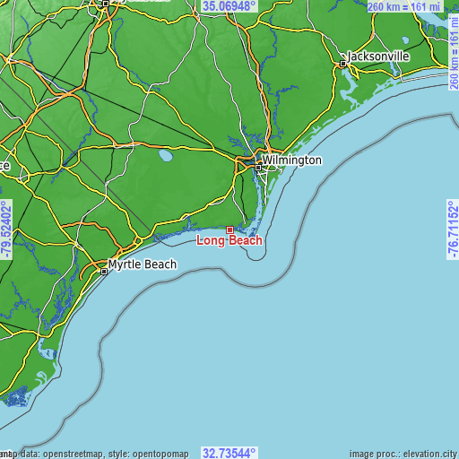 Topographic map of Long Beach