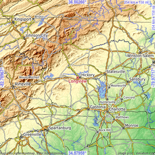 Topographic map of Longview