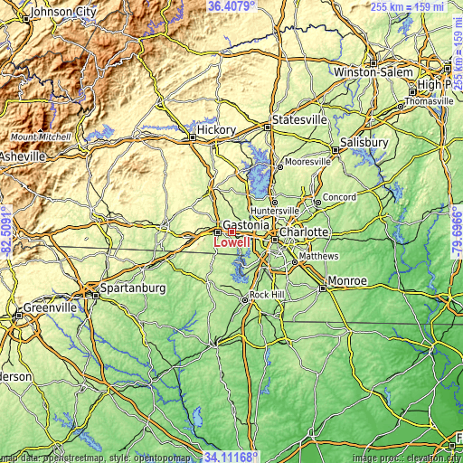 Topographic map of Lowell