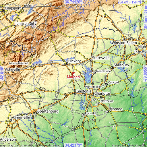 Topographic map of Maiden