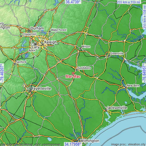 Topographic map of Mar-Mac