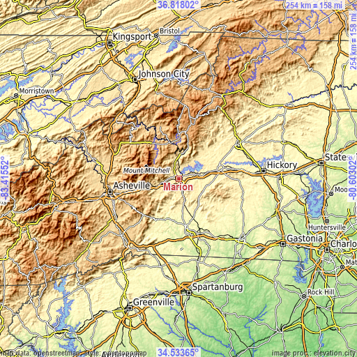 Topographic map of Marion