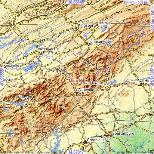 Topographic map of Mars Hill