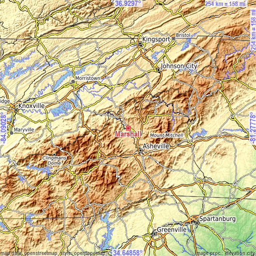 Topographic map of Marshall