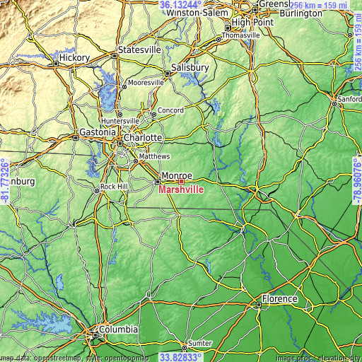 Topographic map of Marshville