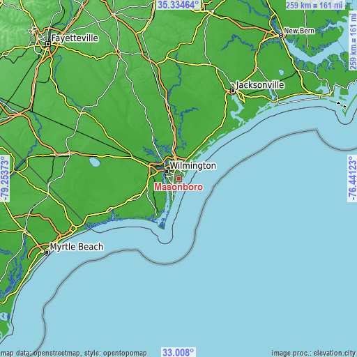 Topographic map of Masonboro