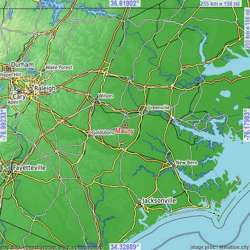 Topographic map of Maury