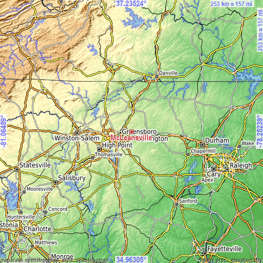 Topographic map of McLeansville